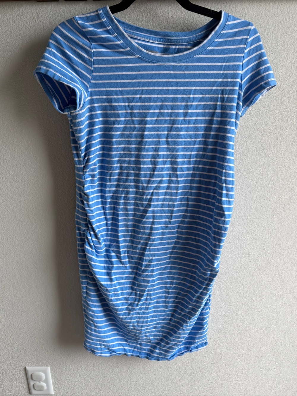 Sonoma Blue White Striped Ruched Maternity Dress Size S